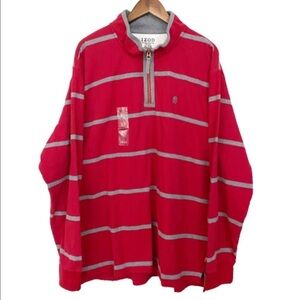 IZOD NWT Men's Red Striped Plus 1/4 Zip Sweater